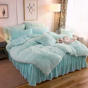 Liferevo Luxury Shaggy Plush Duvet Cover 1 PC Ultra Soft Hidden Zipper Closure